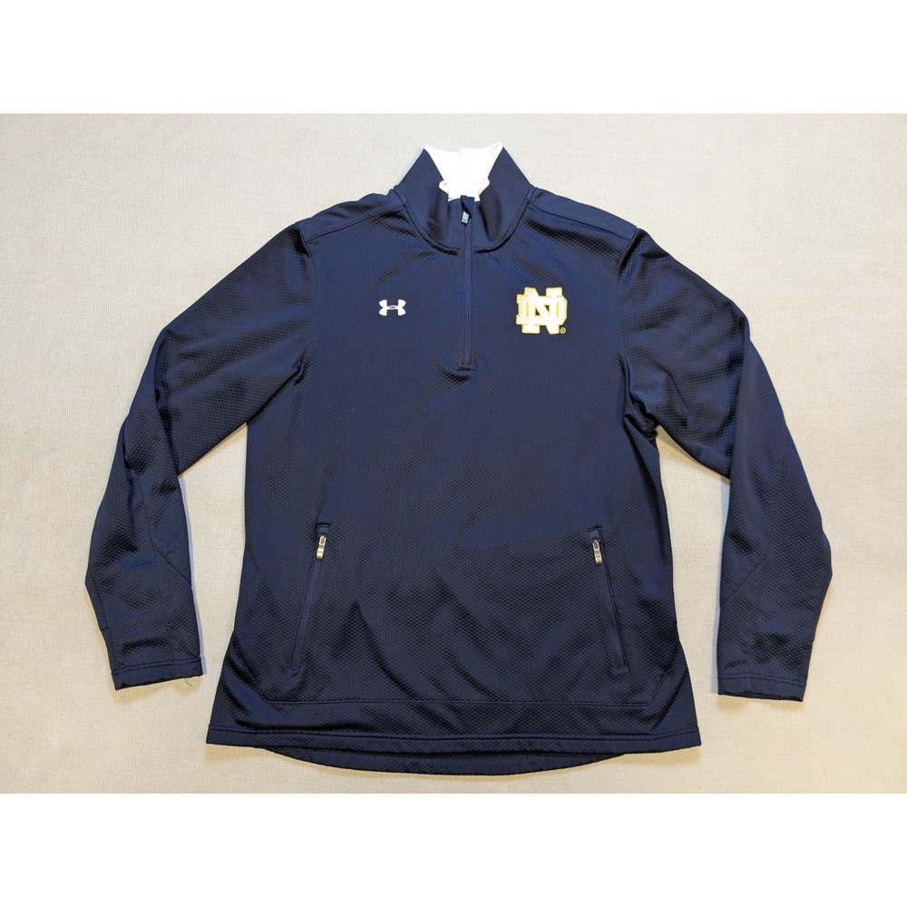 Notre Dame Jacket Womens XL Blue Under Armour Pullover Zip Windbreaker Pockets